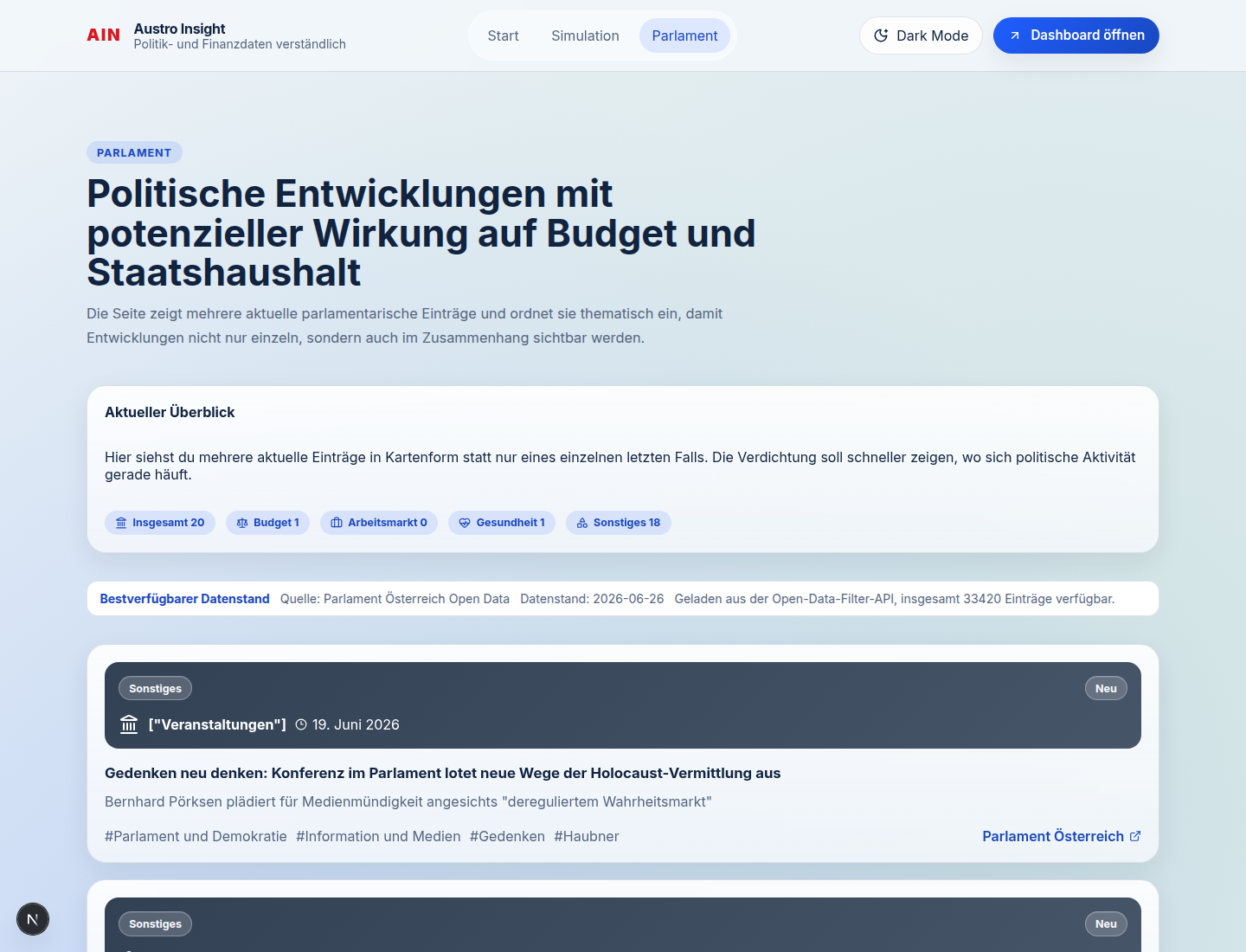 Austro Insight parliament feed