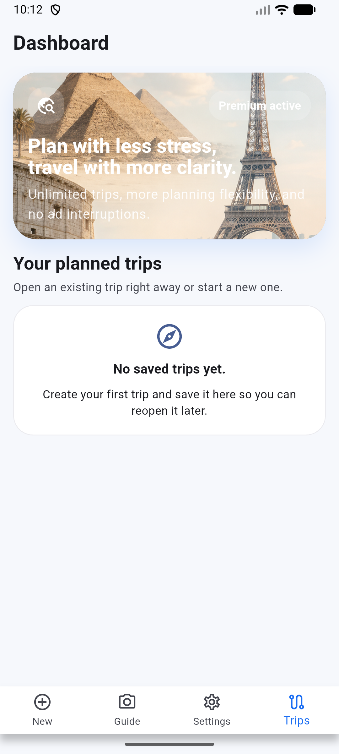 TripBuddy dashboard